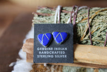 Load image into Gallery viewer, Lapis Heart Studs