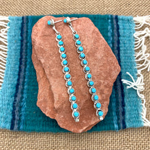 Load image into Gallery viewer, Long Turquoise Dot Earrings