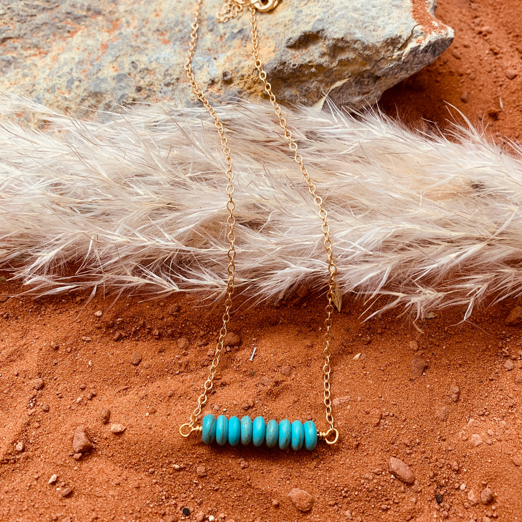 Turquoise & Gold Bar Necklace