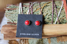 Load image into Gallery viewer, Red Coral Studs