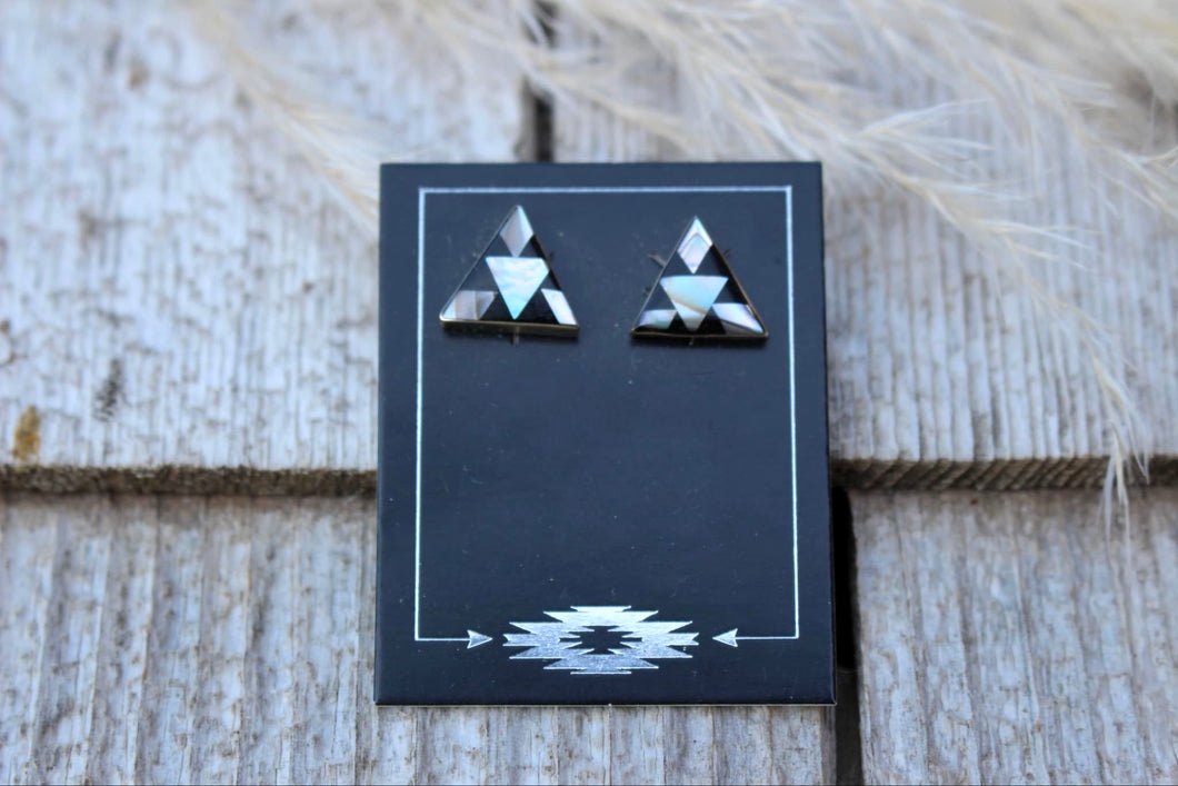 Onyx + White Shell Studs