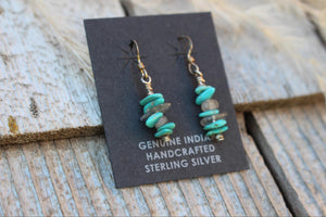 Turquoise chips + Labradorite Earrings