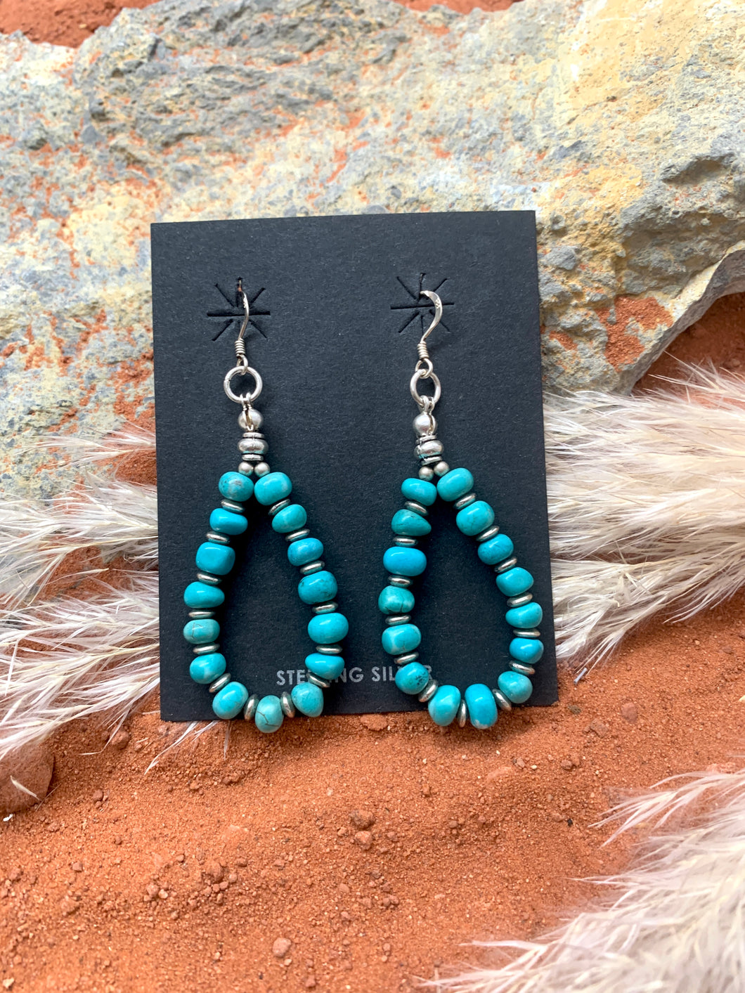 Turquoise Stone Teardrop Earrings