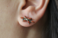 Load image into Gallery viewer, Needle Point Red Coral Studs