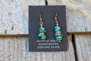 Turquoise chips + Labradorite Earrings