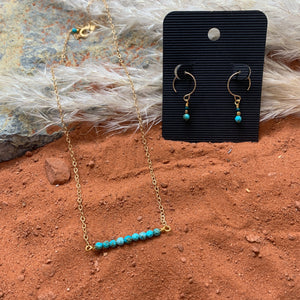 Turquoise & Gold Bar Necklace Set
