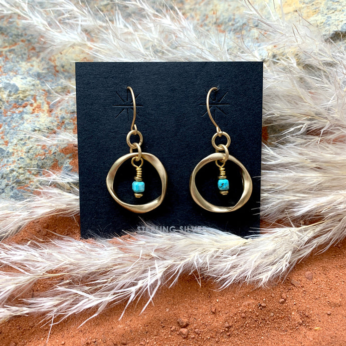 Whirling Gold + Turquoise Earrings