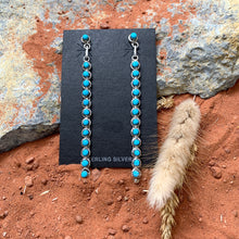 Load image into Gallery viewer, Long Turquoise Dot Earrings
