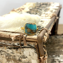 Load image into Gallery viewer, Turquoise + Pyrite Gold Filled Ring
