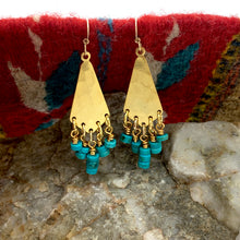 Load image into Gallery viewer, Turquoise + Gold Dangles