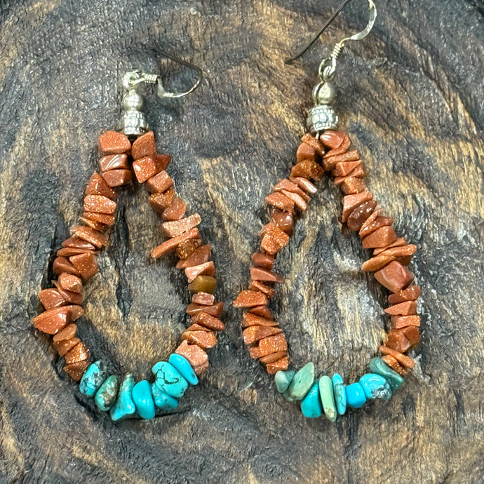 Goldstone + Turquoise Teardrops