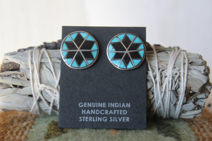 Turquoise + Onyx Star Earrings