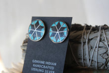 Load image into Gallery viewer, Turquoise + Onyx Star Earrings