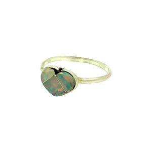 White Opal Heart Ring