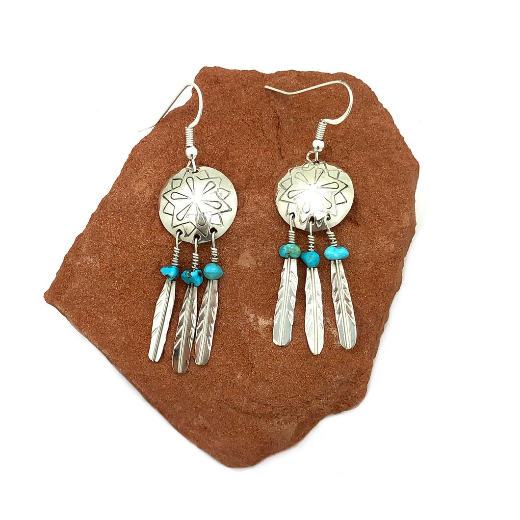 Turquoise & Feather Earrings