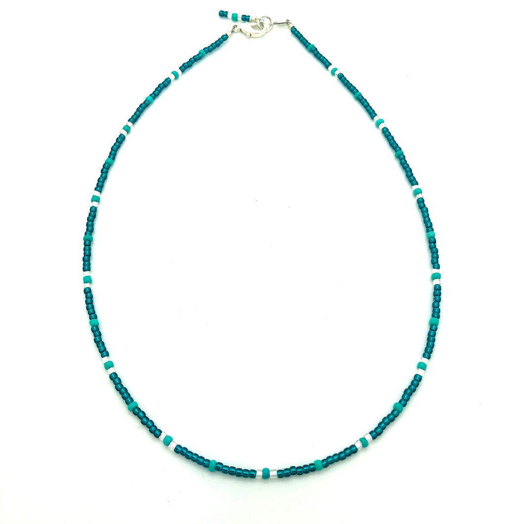 Dainty Teal Waters Beaded Necklace