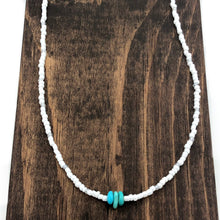 Load image into Gallery viewer, White &amp; Turquoise Beaded Necklace