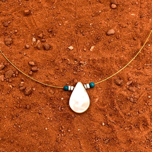 Abalone Shell & Turquoise Teardrop Necklace