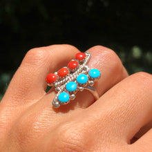 Load image into Gallery viewer, Coral + Turquoise Ring