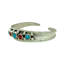 Load image into Gallery viewer, Turquoise + Coral Nugget Cuff