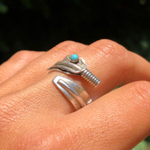 Load image into Gallery viewer, Dainty Turquoise Feather Ring