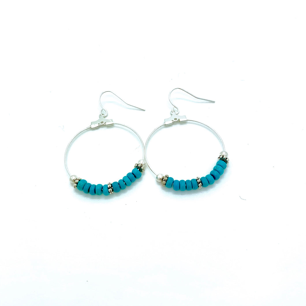 Simple Turquoise Hoop Earrings