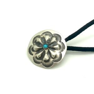 Small Turquoise Flower Concho Hair Tie