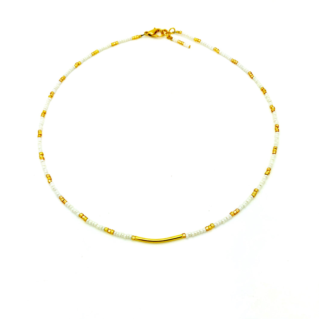 Gold Bar Beaded Necklace
