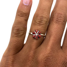 Load image into Gallery viewer, Red Coral Flower Ring