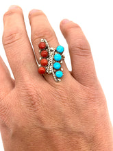 Load image into Gallery viewer, Coral + Turquoise Ring