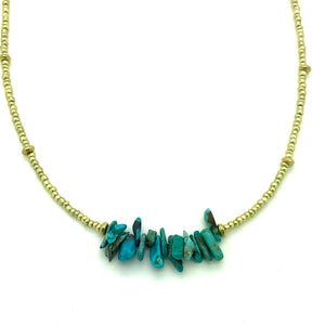 Golden Turquoise Beaded Necklace