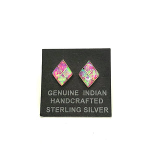 Pink Triangle Opal Studs