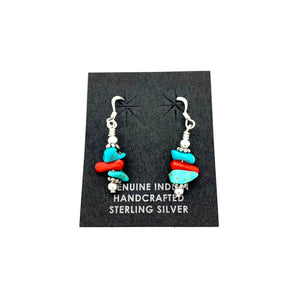 Dainty Turquoise & Coral Earrings
