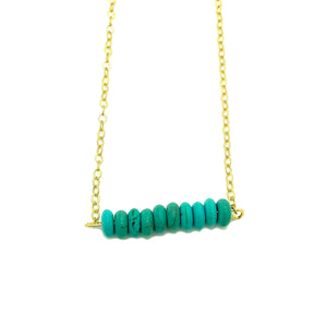 Turquoise & Gold Bar Necklace