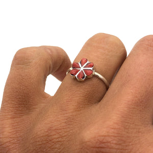 Red Coral Flower Ring