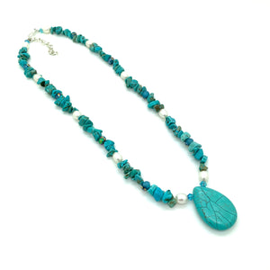 Turquoise & Pearl Necklace Set