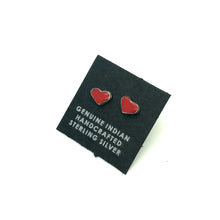 Load image into Gallery viewer, Red Coral Heart Studs
