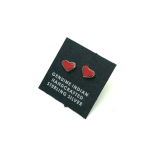 Red Coral Heart Studs