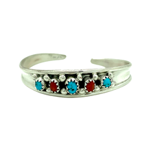 Load image into Gallery viewer, Turquoise + Coral Nugget Cuff