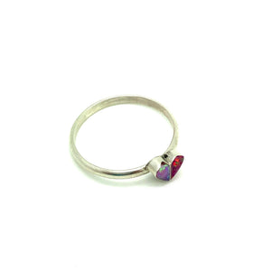 Red and Pink Opal Heart Ring