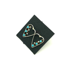 Load image into Gallery viewer, Turquoise Dot Heart Studs