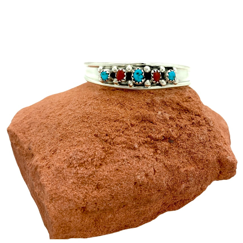 Turquoise + Coral Nugget Cuff
