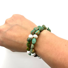 Load image into Gallery viewer, Nevada Turquoise and Pearl Wrap Around Bracelet