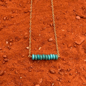 Turquoise & Gold Bar Necklace