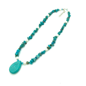 Turquoise & Pearl Necklace Set