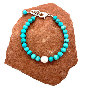 Turquoise + Pearl Baby Bracelet