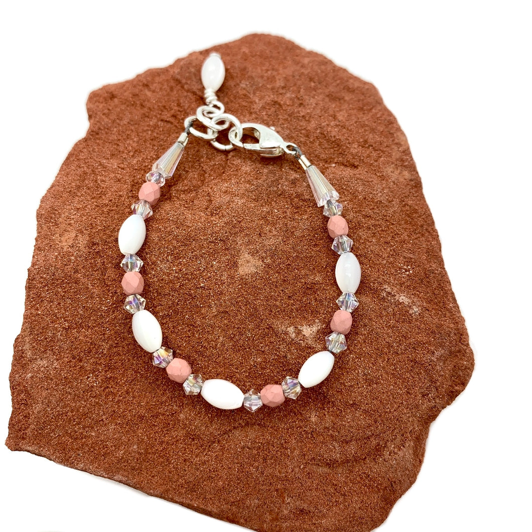 Pink Lace & Pearls Baby Bracelet