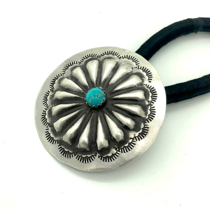 Large Turquoise Flower Concho Hair Tie